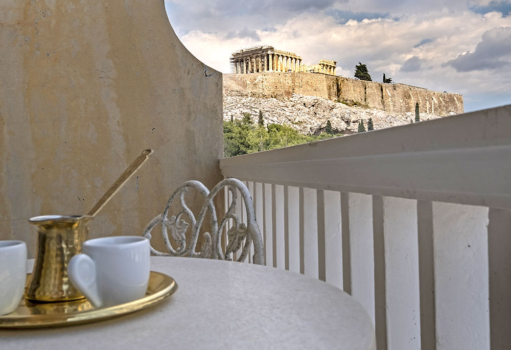 zweibett-zimmer mit Blick auf die Akropolis (2 einzelbetten)